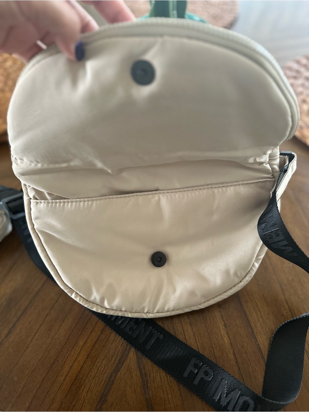 FP Movement Minimal Cream Crossbody Bag with Adjustable Black Strap - Picture 4 of 5